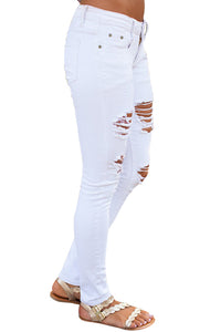 Sexy White Distressed Jeans for Women