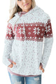 Sexy White Double Hood Snowfall Print Sweatshirt