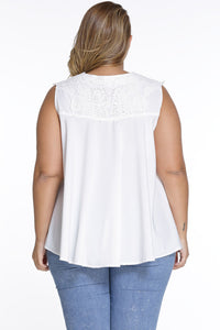 Sexy White Embroidered Applique V Neck Blouse Top