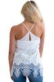 Sexy White Embroidered Lace Detailed Trim Tank