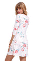 Sexy White Fence Neck Floral Print T Shirt Dress