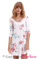 Sexy White Fence Neck Floral Print T Shirt Dress