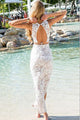 Sexy White Flirty Cutout Lace Tail Dress
