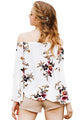 Sexy White Floral Elastic Off Shoulder Bell Sleeve Top