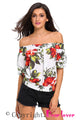 Sexy White Floral Off-the-shoulder Top