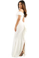 Sexy White Foldover Off Shoulder Slinky Long Party Dress