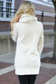 Sexy White Funnel Neck Long Sleeve Pocket Hoodie