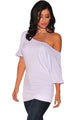 Sexy White Half Sleeves Ruched Tunic Top