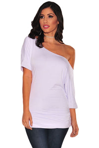 Sexy White Half Sleeves Ruched Tunic Top