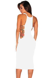Sexy White Hardware Cut Out Sides Dress