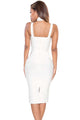 Sexy White High Neck Hollow-out Bandage Dress