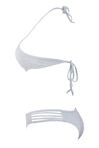 Sexy White High Neck Tankini Set Swimwear