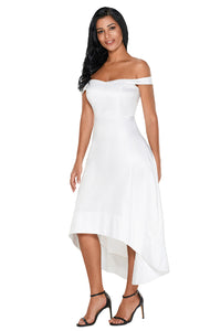 Sexy White High-shine High-low Party Evening Dress