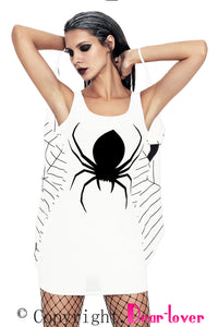Sexy White Jersey Dress Spiderweb Cosplay Costume