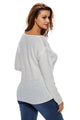 Sexy White Knitted Long Sleeve Plunge Jumper