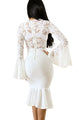 Sexy White Lace Bell Mermaid Bodycon Party Dress
