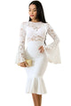 Sexy White Lace Bell Mermaid Bodycon Party Dress