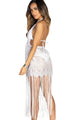 Sexy White Lace Fringe Halter Beach Dress Cover Up