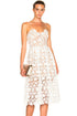 Sexy White Lace Hollow Out Nude Illusion Party Dress