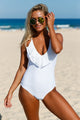 Sexy White Lace Ruffle One Piece Swimsuit