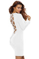 Sexy White Lace Up Back Long Sleeve Bodycon Mini Dress
