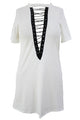 Sexy White Lace Up Half Sleeves Tee Dress