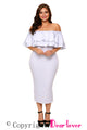 Sexy White Layered Ruffle Off Shoulder Curvaceous Dress
