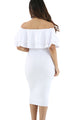 Sexy White Layered Ruffle Off Shoulder Midi Dress