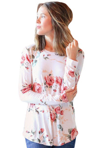 Sexy White Long Sleeve Floral Autumn Womens Top
