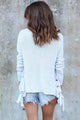 Sexy White Long Sleeve Lace up Sided Sweater