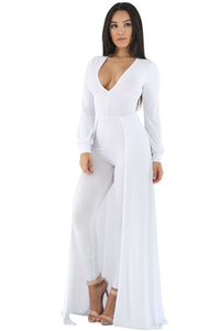 Sexy White Maxi Skirt Overlay Elegant Party Jumpsuit