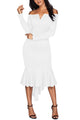 Sexy White Off Shoulder Long Sleeve Mermaid Dress