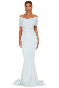 Sexy White Off-shoulder Mermaid Wedding Party Gown