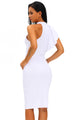 Sexy White One Shoulder Ruffle Sleeve Midi Dress