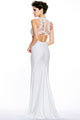 Sexy White Open Back Fine Flowers Maxi Wedding Gown