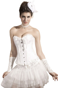 Sexy White Overbust Pattern Corset