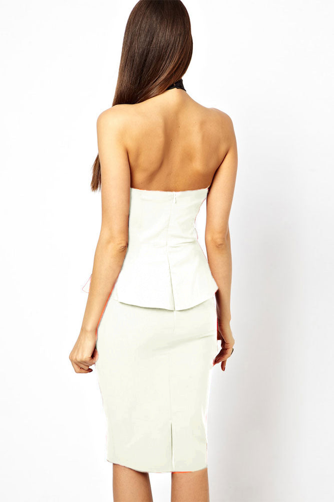 sexy white peplum dress Professional Ponte Peplum Dress - White White