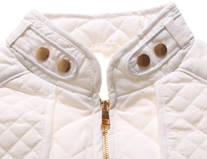 Sexy White Plaid Quilted Cotton Jacket