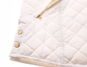 Sexy White Plaid Quilted Cotton Jacket