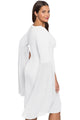 Sexy White Pleated Flare Sleeve Plus Size Dress