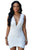 Sexy White Plunge V Neck Lace Crochet Mini Dress