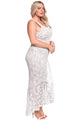 Sexy White Plus Size Floral Lace Ruffle Mermaid Maxi Gown