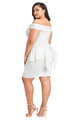 Sexy White Plus Size Fold Over Off Shoulder Peplum Dress