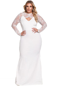 Sexy White Plus Size Lace Bolero Mermaid Gown