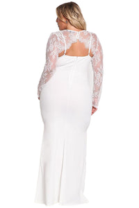 Sexy White Plus Size Lace Bolero Mermaid Gown