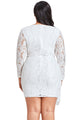 Sexy White Plus Size Lace Faux Wrap Ruffle Dress