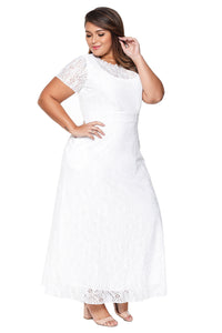 Sexy White Plus Size Lace Party Gown