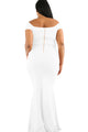 Sexy White Plus Size Sheer Sleeve Column Dress