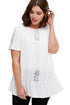 Sexy White Plus Size Smock Top with Lace Insert