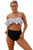 Sexy White Polka Dot Black Retro Boho Flounce High Waist Swimsuit
